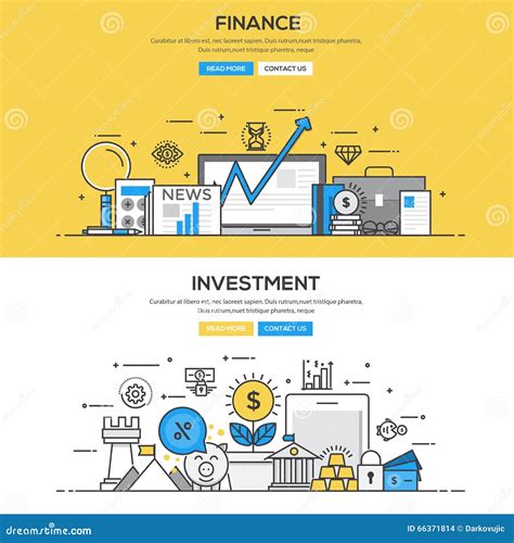 Flat Design Line Concept Investment And Finance Stock Vector
