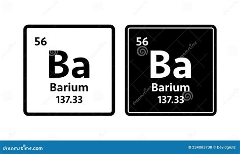 Barium Symbol Chemical Element Of The Periodic Table Vector Stock