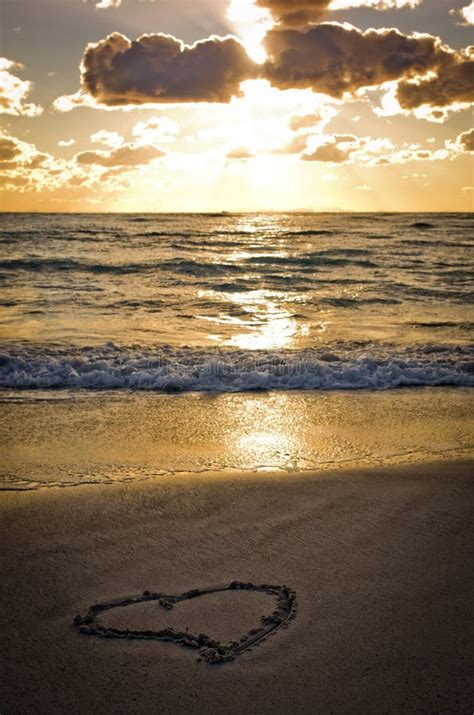Hearts Light In Sand On Ocean Beach Stock Photo Image Of Beautiful