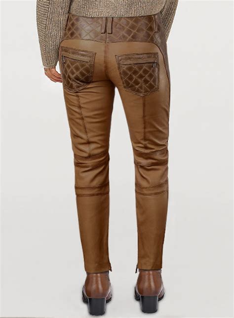 Carrier Burnt Tan Leather Pants Made To Measure Custom Jeans For Men