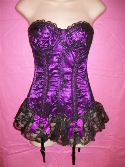 Faris Lingerie Sexy Strapless Satin And Lace Corset And Thong Set