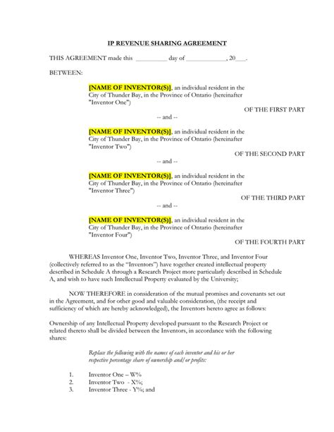 Profit Sharing Agreement In Word And Pdf Formats