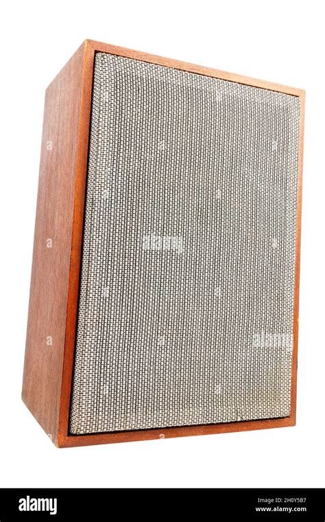 Single Vintage Speaker With Fabric Grill Isolated On White Background