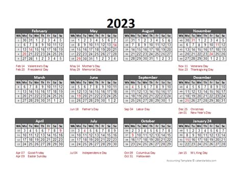 2023 Accounting Calendar 5 4 4 Free Printable Templates