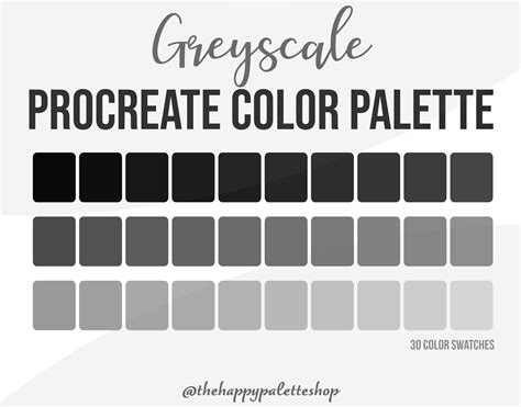 Greyscale Procreate Color Palette Lettering Digital Art Etsy