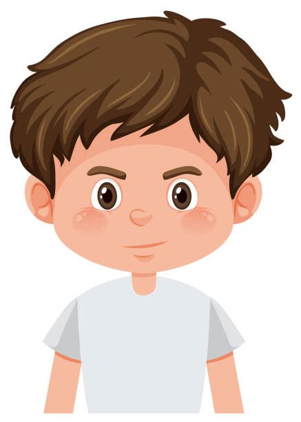 Cartoon Of The Cute Boy Brown Hair Eyes Illustrations Royalty Free