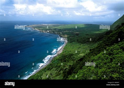 Aerial View Of Kalaupapa Peninsula In Molokai Hawaii Usa Stock Photo
