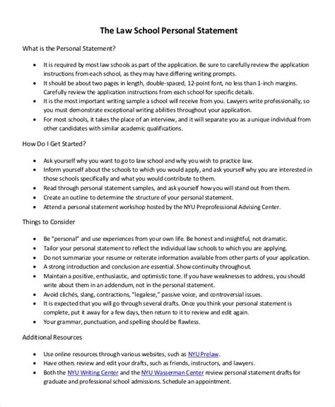 Free 7 Sample Law School Personal Statement Templates In Pdf