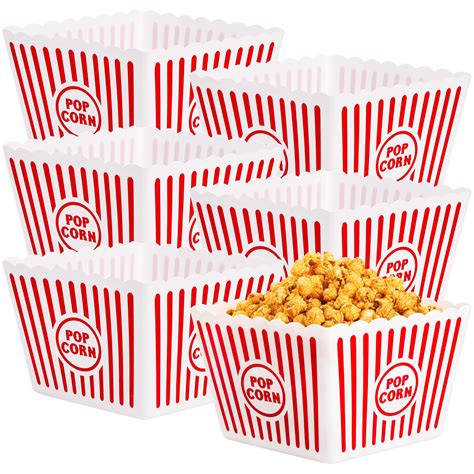 Buy Bekith6 Pack Plastic Open Top Reusable Popcorn Boxes Popcorn