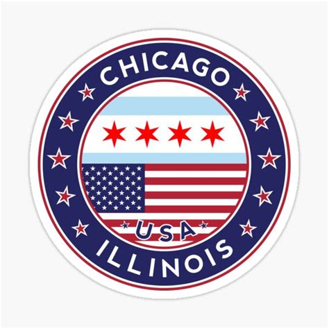 Chicago Illinois Flag Of Chicago Sticker For Sale By Alma Studio