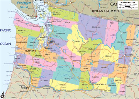 Washington Map With Cities And Towns Canada Map