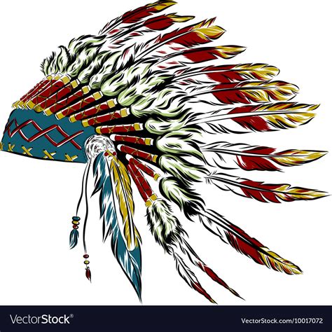 Native American Indian Headdress With Feathers Vector Image
