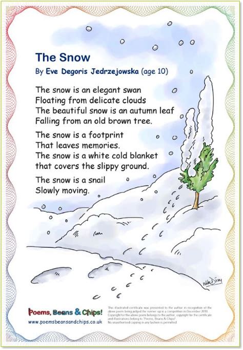 Kindergarten Poems Snow Poems Winter Poetry