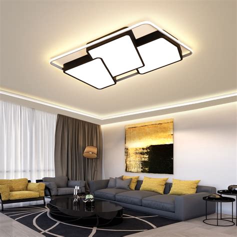 Blackwhite Led Chandelier Ceiling For Living Room Lights