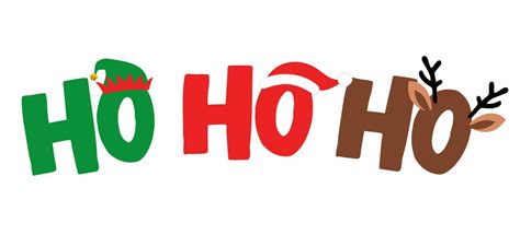 Ho Ho Ho Text With Symbols Santa Reindeer And Snowman With Threesome Funny Merry Christmas