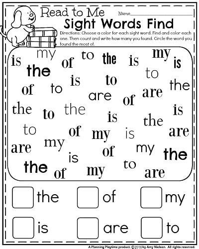 Kindergarten Sight Words With Pictures Printables Askworksheet