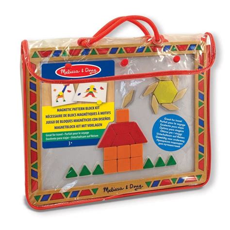 Melissa And Doug Deluxe Wooden Magnetic Pattern Blocks Set Educational
