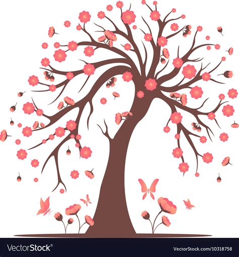 Decorative Beautiful Cherry Blossom Tree Vector Image
