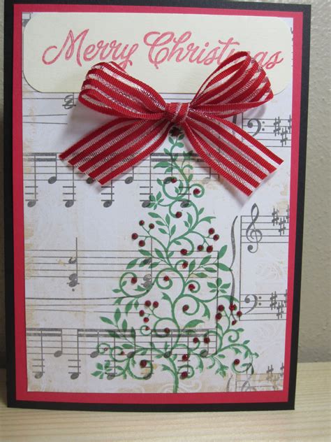 Christmas Tree On Music Sheet Christmas Cards Stamped Cards Winter