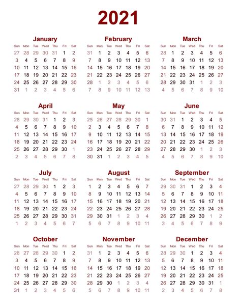 Calendar 2021 Png Transparent Image Png Mart
