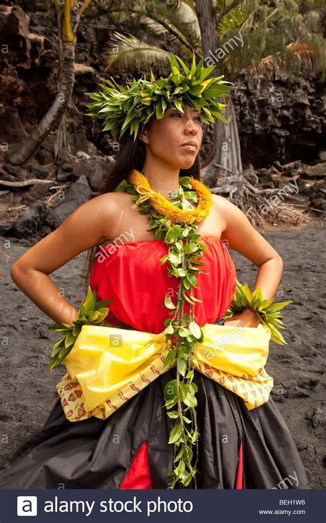 Download This Stock Image Young Hawaiian Woman Wearing Traditional