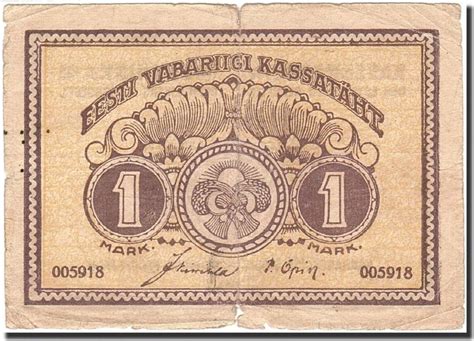 1 Mark 1919 1920 Estonia Banknote 1919 Km43a