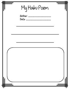 Now you need to put your thoughts down on paper. Haiku Poem Template by iteach3and4 | Teachers Pay Teachers