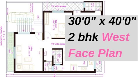 30x40 West Facing House Plan 2bhk West Face House Pla
