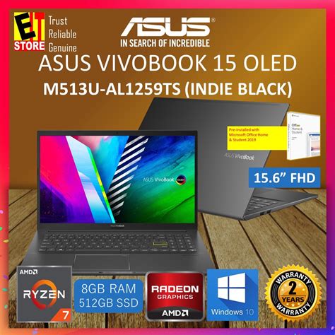 Asus Vivobook 15 Oled M513u Al1459ws Laptop R7 5700u8gb512gb Ssdamd