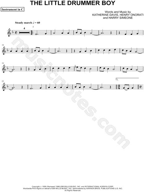Sign in to see all lyrics. The Little Drummer Boy - C Instrument Composed by ...