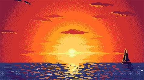 Pixel Sunset Digital Art Wallpaper Hd Artist 4k Wallpapers Images Images