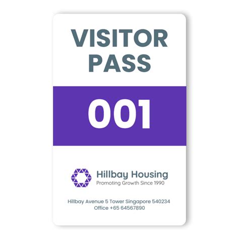 Visitor Pass Purple Plastic Card Printing Print Id Cards
