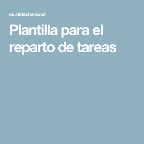 Plantilla Para El Reparto De Tareas Aprendizaje Cooperativo