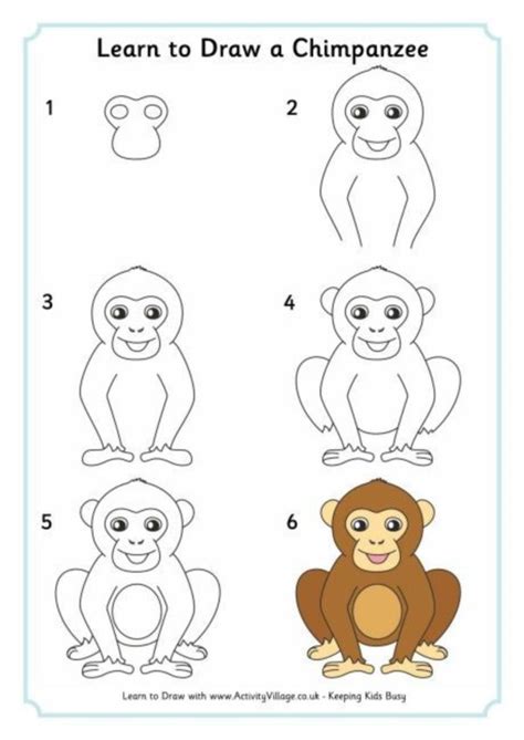 Monkeys coloring pages for kids. How To Draw Easy Animals Step By Step Image Guide | Animal ...
