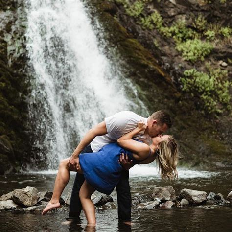 Romantic Waterfall Engagement Shoot In The Columbia River Gorge Oregon Engagement Photos By