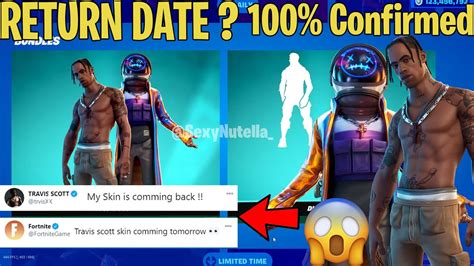 There isn't much information regarding the collaboration at this point, but there is a a name set in the fortnite files called travis scott as a cosmetic set. Travis Scott skin RETURN RELEASE DATE! (Travis Scott coming back!) - YouTube