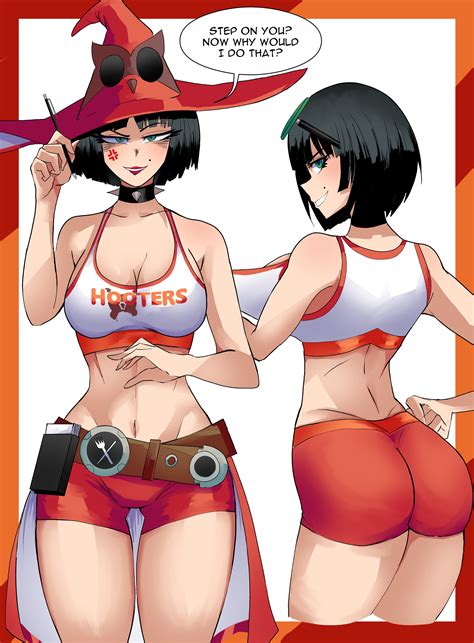 rule 34 ass breasts ejzero female female only guilty gear hooters hooters uniform i no solo