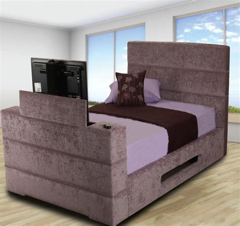 Low Modern Bed With Footboard Tv Lift Custom Made Mahogany Bed With