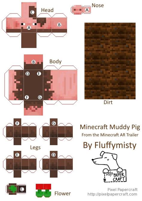 Paper Crafting Instructions For How To Make A Minecraft Muddy Pig From