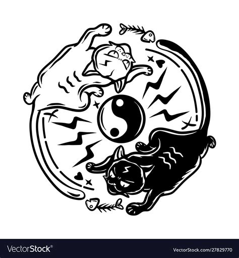 Yin Yang Cats Royalty Free Vector Image Vectorstock