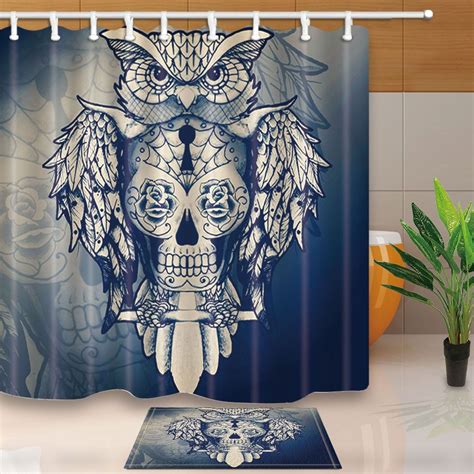Browse this list, from outdoor porch ideas to ways to upgrade your mantel, window, and table, to get all of the decorating. Halloween Owl Skull Bathroom Shower Curtain Set Bathroom ...