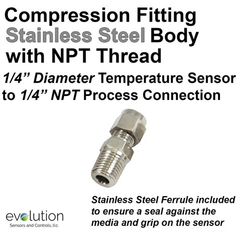 Thermocouple Compression Fitting Stainless Steel 14 Npt To 14 Probe