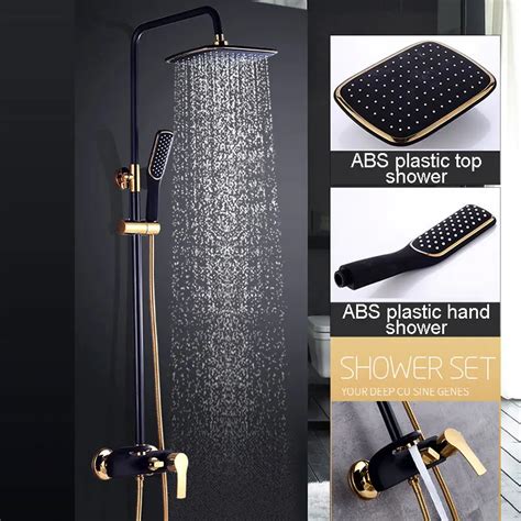 High Quality Brass Luxury Rainfall Black Paint Shower Set Bathroom