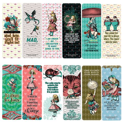 alice in wonderland bookmarks cards series 4 60 pack assorted desi creanoso