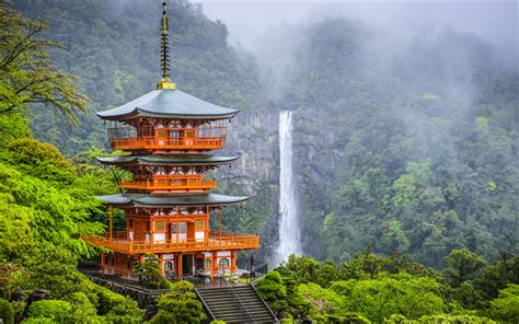 Download Wallpapers Seiganto Ji Temple 4k Nachi Falls Japanese