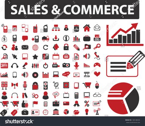 Sales Commerce Icons Set Stock Vector Illustration 138148334