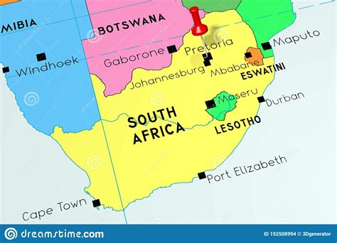 South Africa Pretoria Capital City Pinned On Political Map Stock