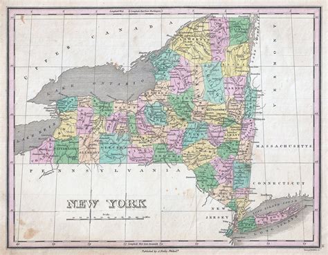 Laminated Map Large Detailed Old Administrative Map Of New York State