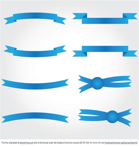 15 Simple Ribbon Banner Vector Images Blue Ribbon Banner Vector