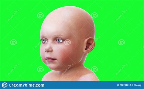 Funny Baby Children Green Screen 3d Rendering Stock Illustration